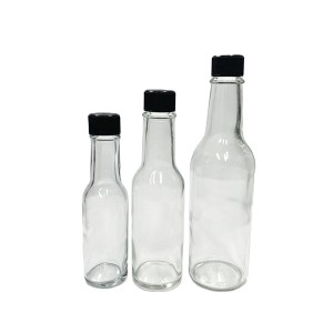 5oz woozy hot sauce empty glass bottle with cap and dripper and shrink band