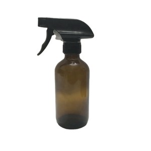 8oz 250ml amber boston round glass spray bottles with trigger sprayer