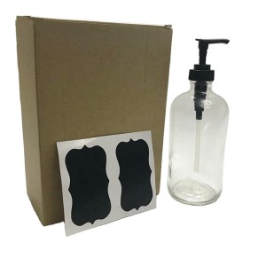 16oz clear boston round pump bottle with plastic liquid dispenser pump
